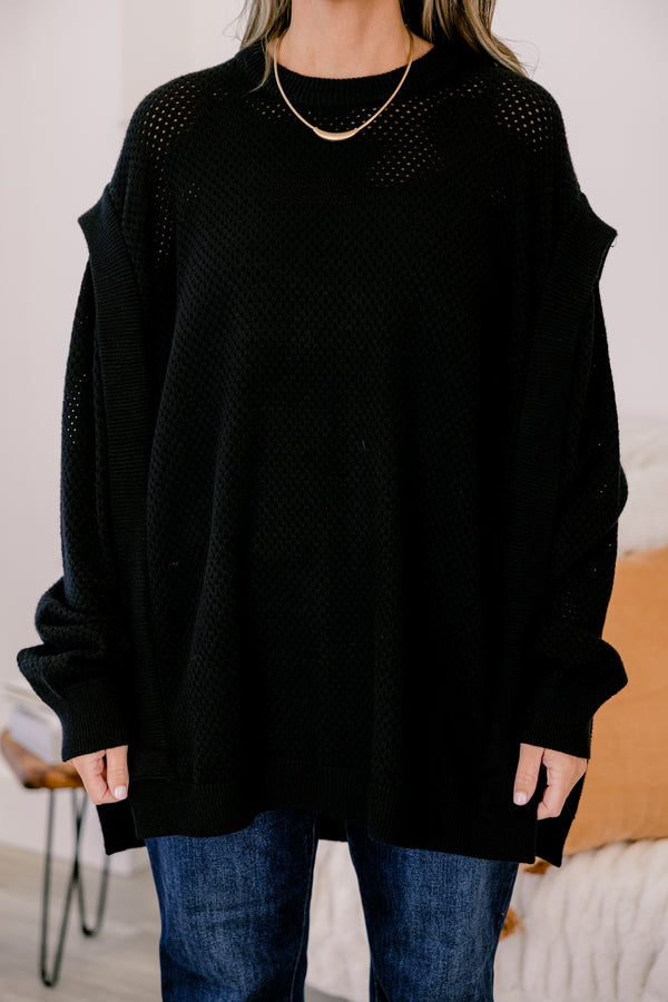 Chic Soul plus size clothing, black long sleeve tunic sweater
