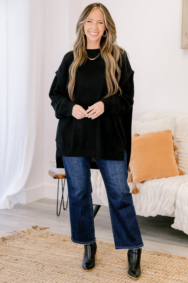 Chic Soul plus size clothing, black long sleeve tunic sweater