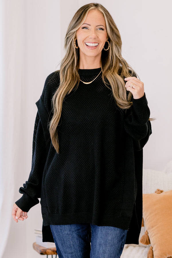 Chic Soul plus size clothing, black long sleeve tunic sweater