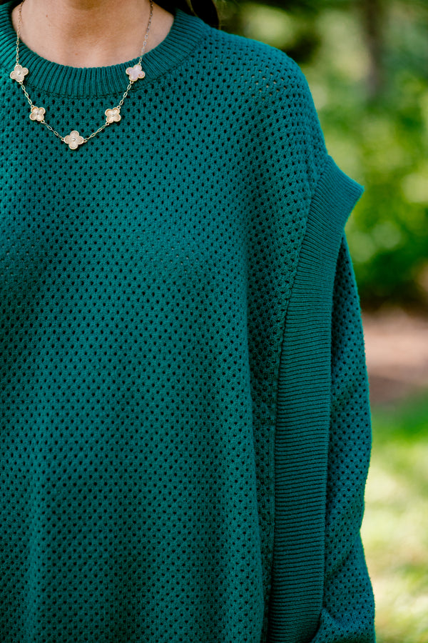 Chic Soul plus size clothing, teal long sleeve sweater with a woven texture 