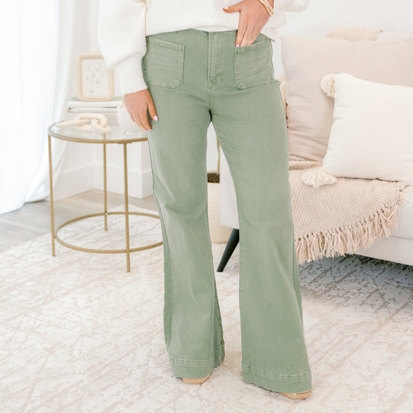 Always In The Right Place Jeans, Olive