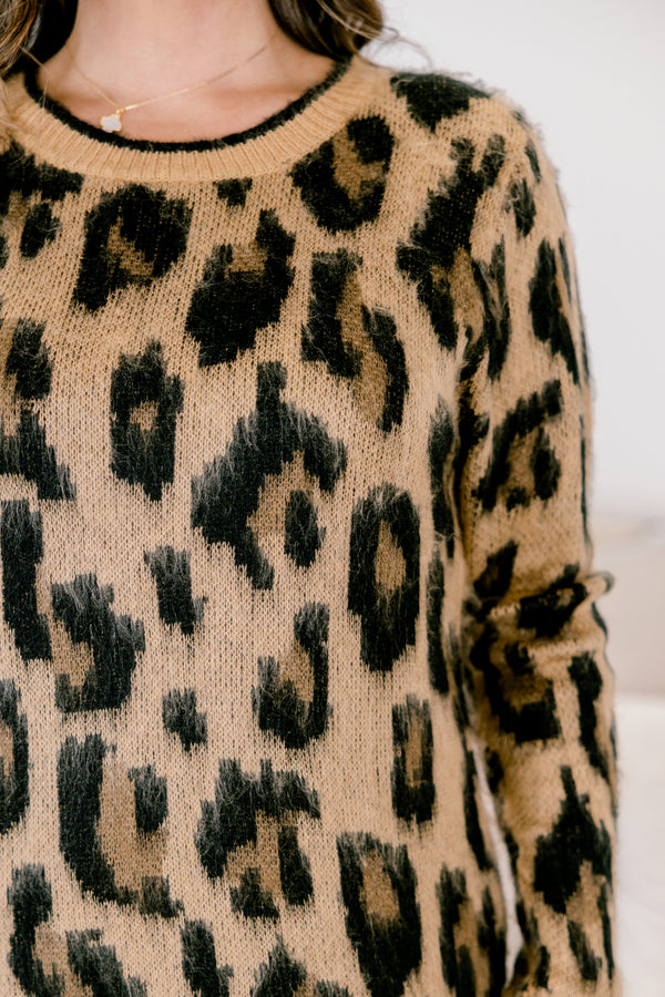 Chic Soul plus size clothing, long sleeve leopard print sweater dress with fuzzy texture