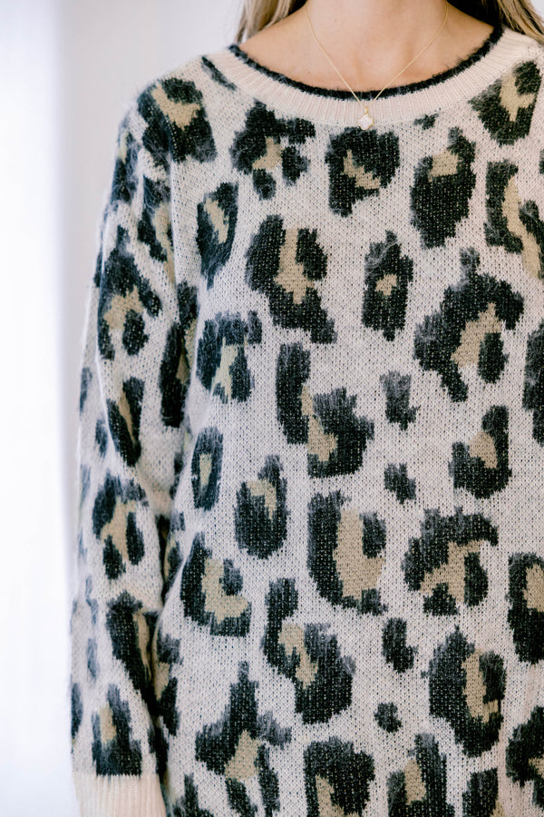 Chic Soul plus size clothing leopard print long sleeve fuzzy sweater dress 