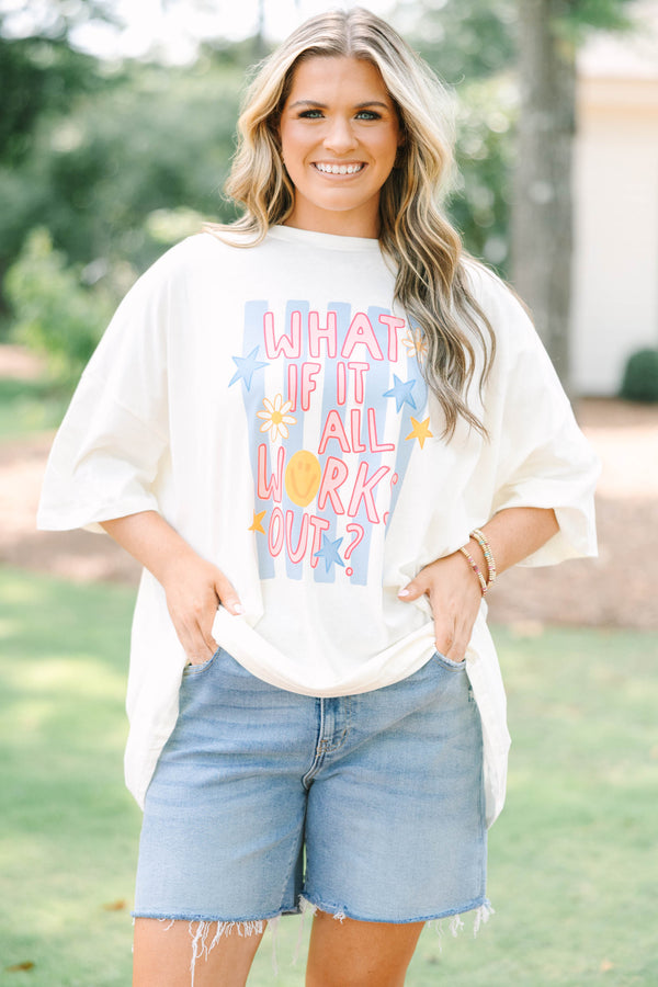Plus Size ivory boyfriend tee with 