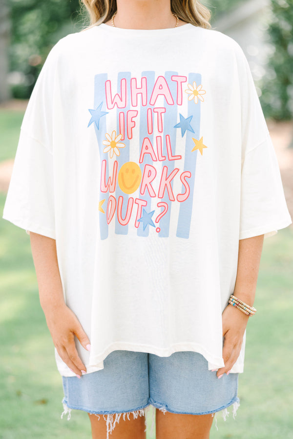 Plus Size ivory boyfriend tee with 