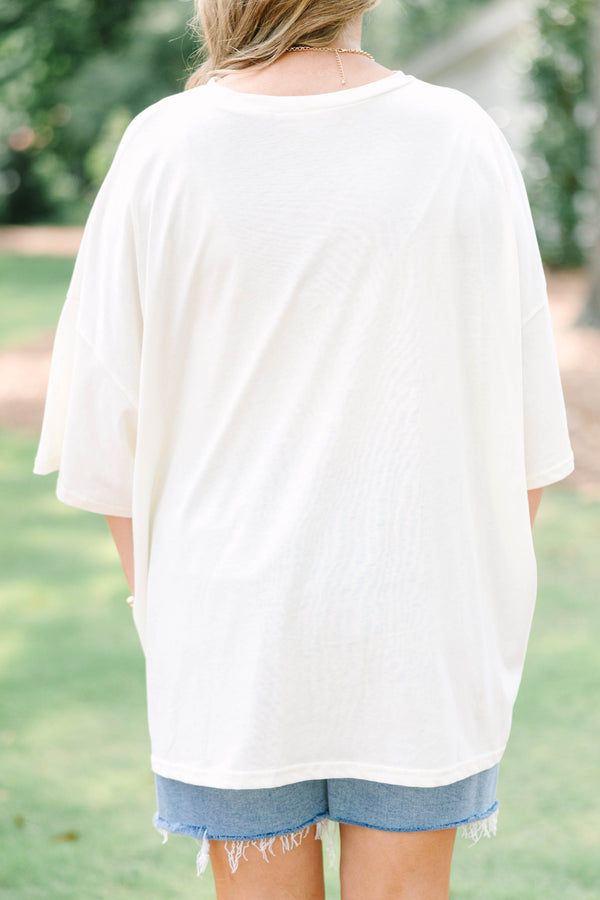 Plus Size ivory boyfriend tee with 