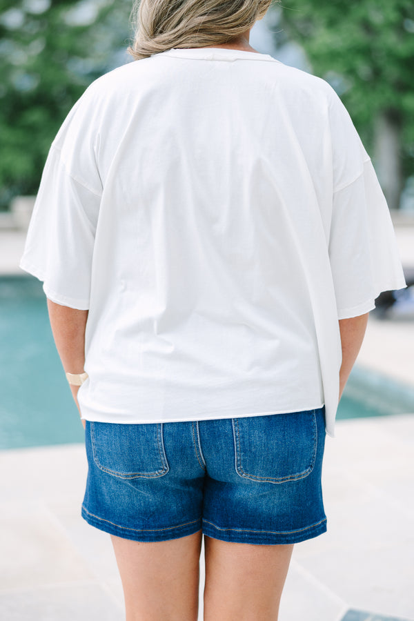 Chic Soul plus size clothing, white boxy tee with America graphic