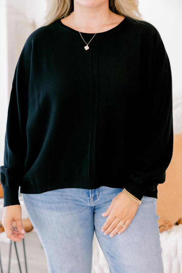 Chic Soul plus size clothing, black long sleeve sweater 