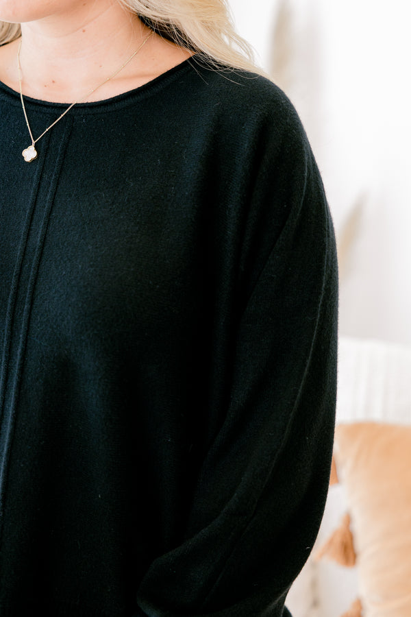 Chic Soul plus size clothing, black long sleeve sweater 