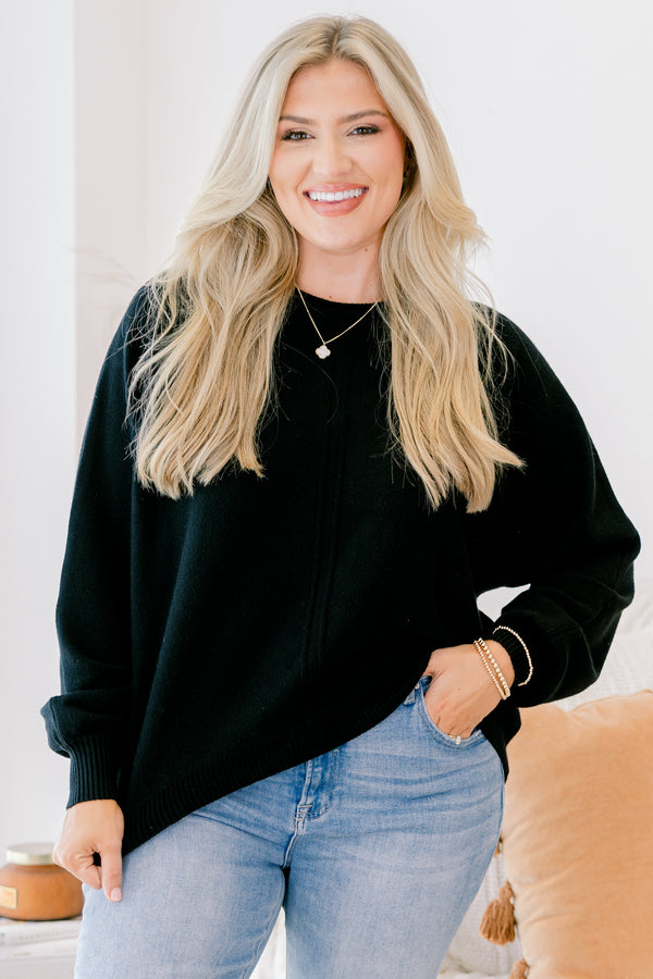 Chic Soul plus size clothing, black long sleeve sweater 