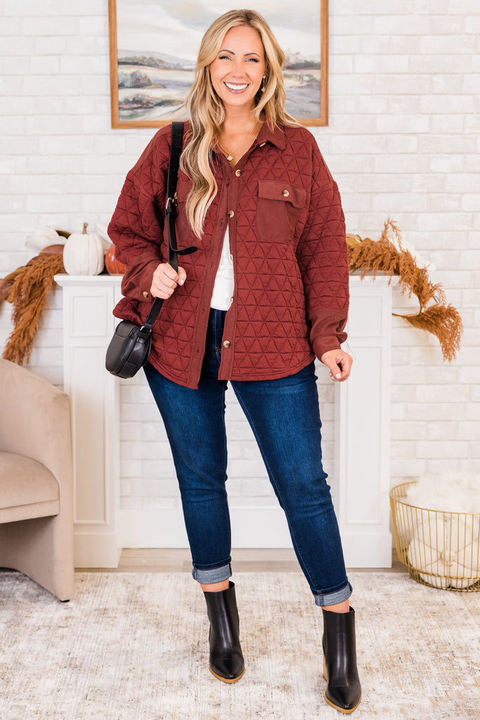 Apple Cider Shacket, Brick – Chic Soul
