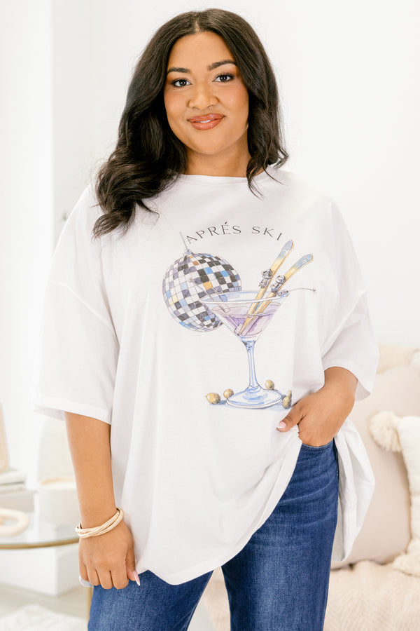 Chic Soul plus size clothing, white short sleeve graphic tee with the saying 