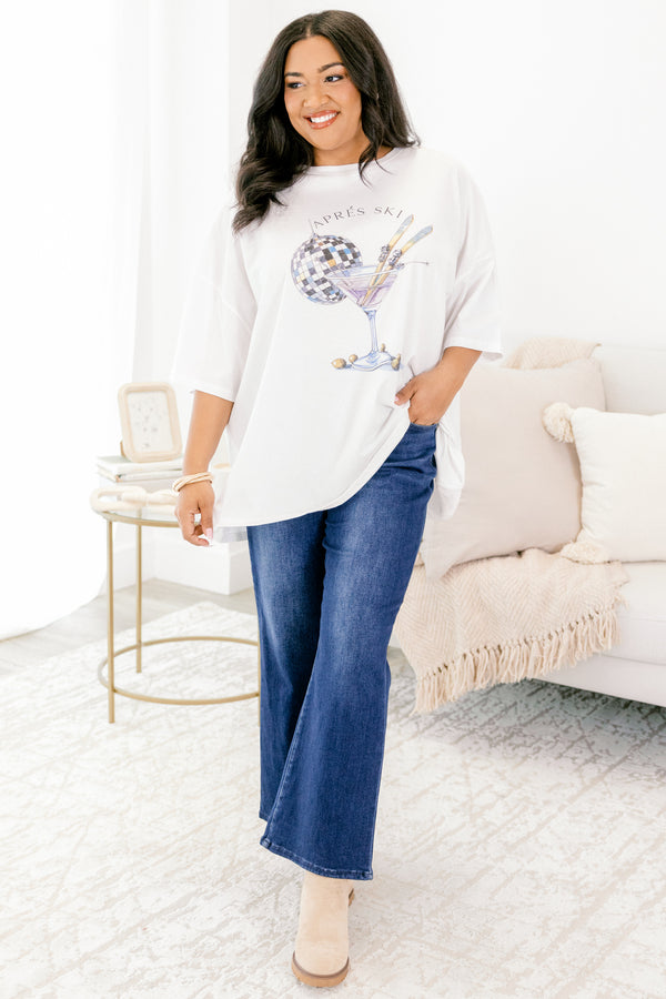 Chic Soul plus size clothing, white short sleeve graphic tee with the saying 