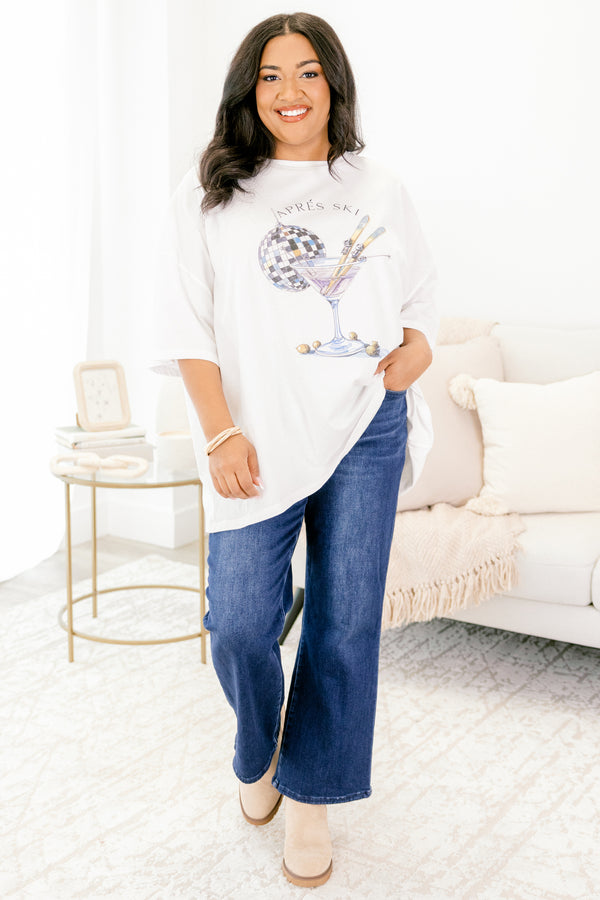 Chic Soul plus size clothing, white short sleeve graphic tee with the saying 