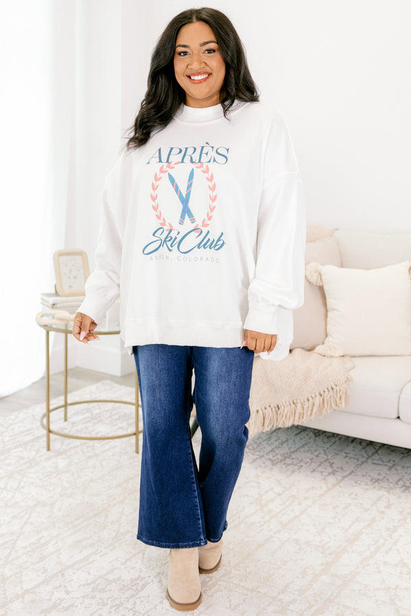 Chic Soul plus size clothing, ivory long sleeve pullover with the saying 