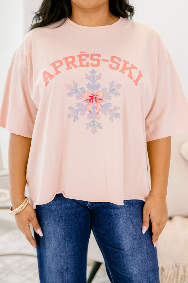 Chic Soul plus size clothing, blush pink short sleeve graphic tee with the saying 