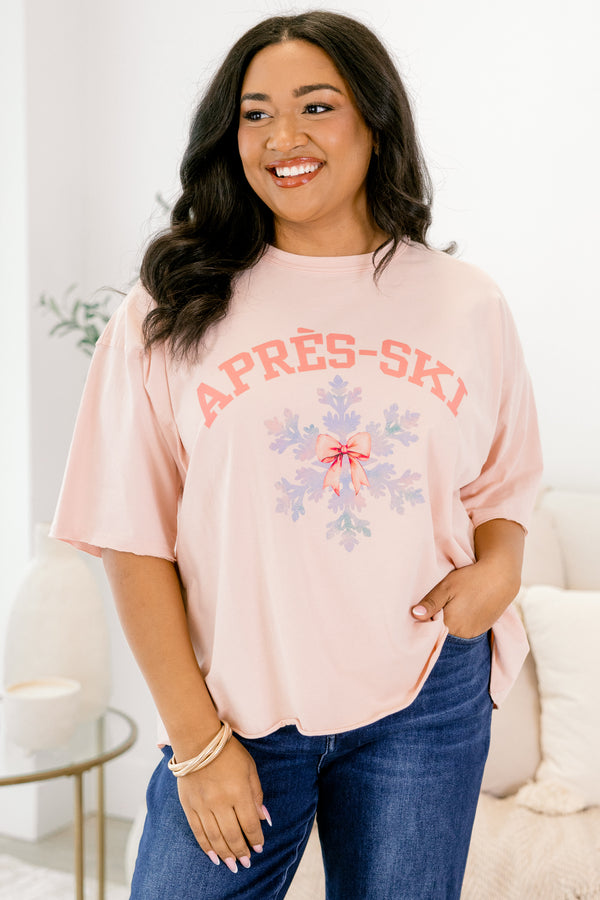 Chic Soul plus size clothing, blush pink short sleeve graphic tee with the saying 