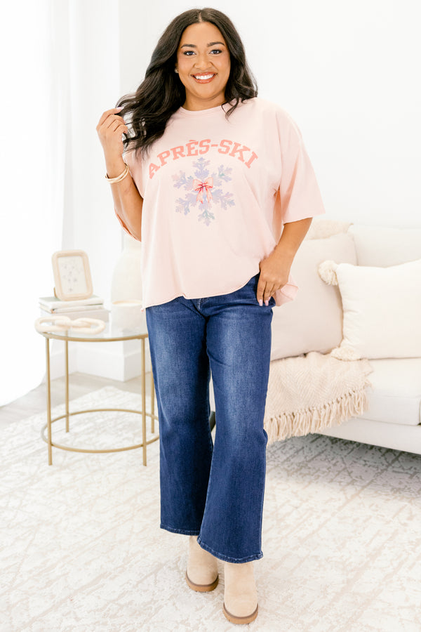 Chic Soul plus size clothing, blush pink short sleeve graphic tee with the saying 