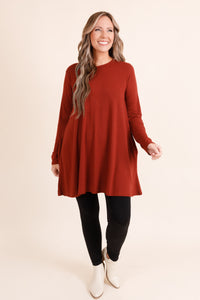 As Long As You're Here Tunic, Dark Rust – Chic Soul