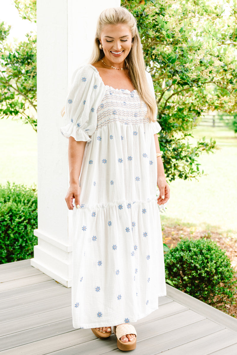 knee length dresses for ladies U&F Beyond Plus Size White Georgette Midi Dress main image 1