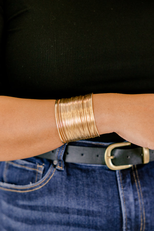 Chic Soul plus size clothing, gold thick cuff bracelet