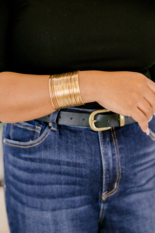 Chic Soul plus size clothing, gold thick cuff bracelet