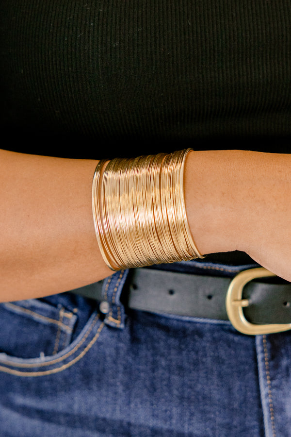 Chic Soul plus size clothing, gold thick cuff bracelet