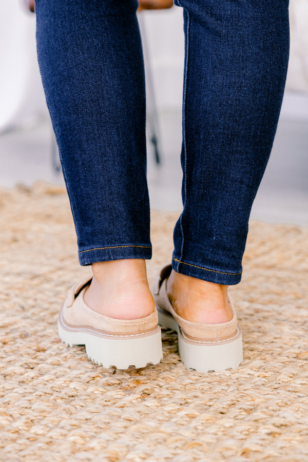Chic Soul plus size clothing, taupe loafers with a white sole 