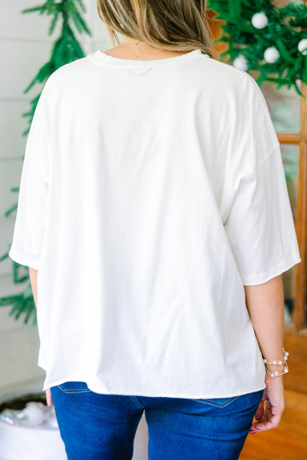 Chic Soul plus size clothing, white oversized tee with 