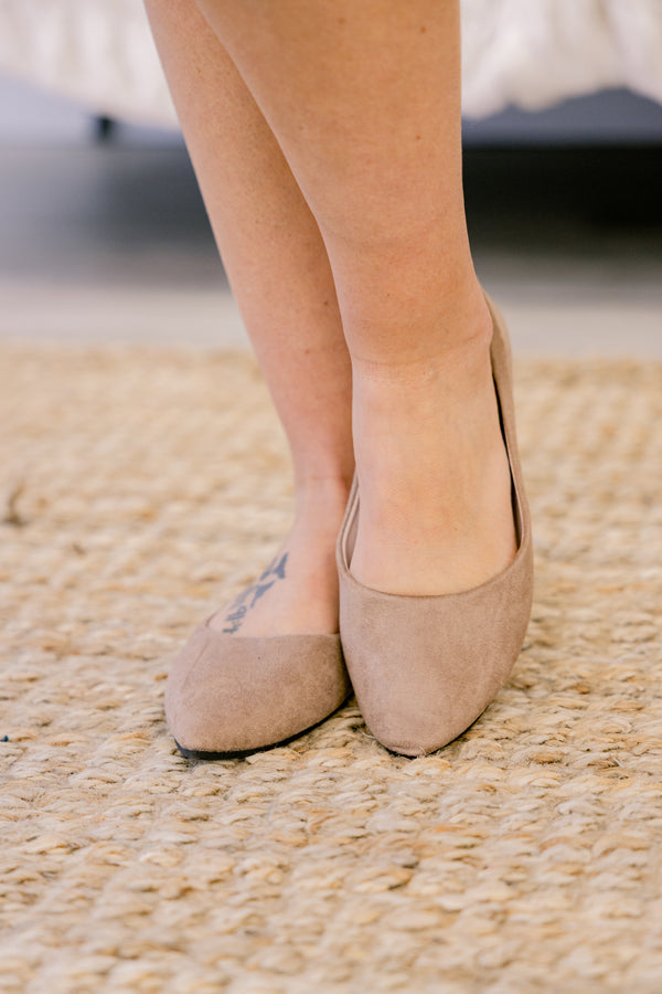 Chic Soul plus size clothing, light tan suede round toe flats