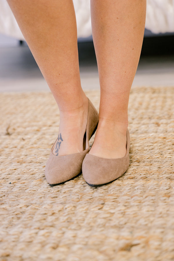 Chic Soul plus size clothing, light tan suede round toe flats