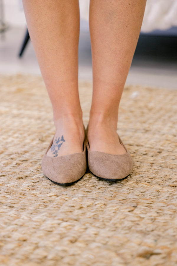 Chic Soul plus size clothing, light tan suede round toe flats