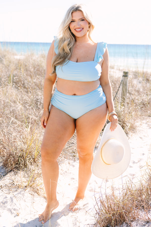 Chic Soul plus size clothing, aqua high waisted swimsuit bottoms 