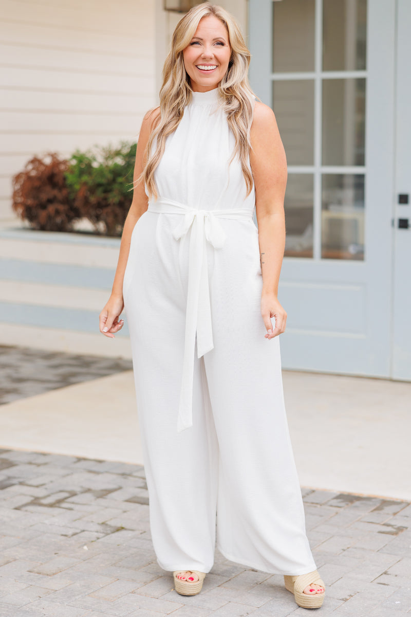 white dress jumpsuit Women's Beautiful Essence Jumpsuit, White