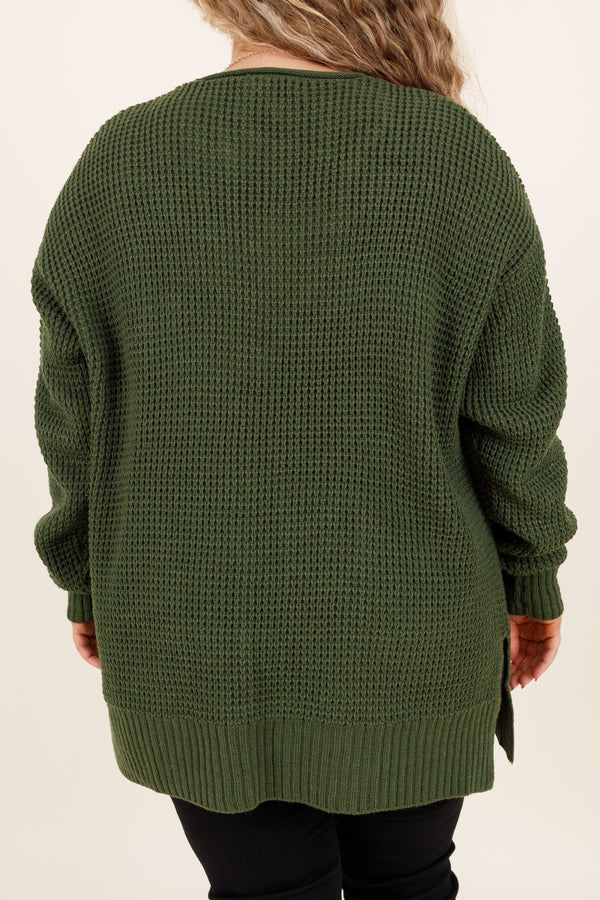 Chic Soul plus size clothing, army green knitted cardigan with pockets