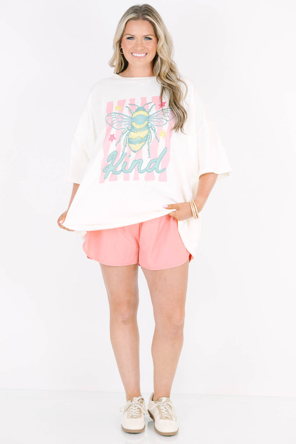 Plus Size ivory boyfriend tee with a bee graphic and 