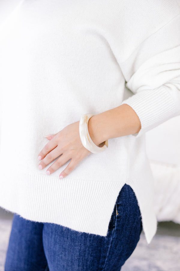 Chic Soul plus size clothing  ivory square cuff 