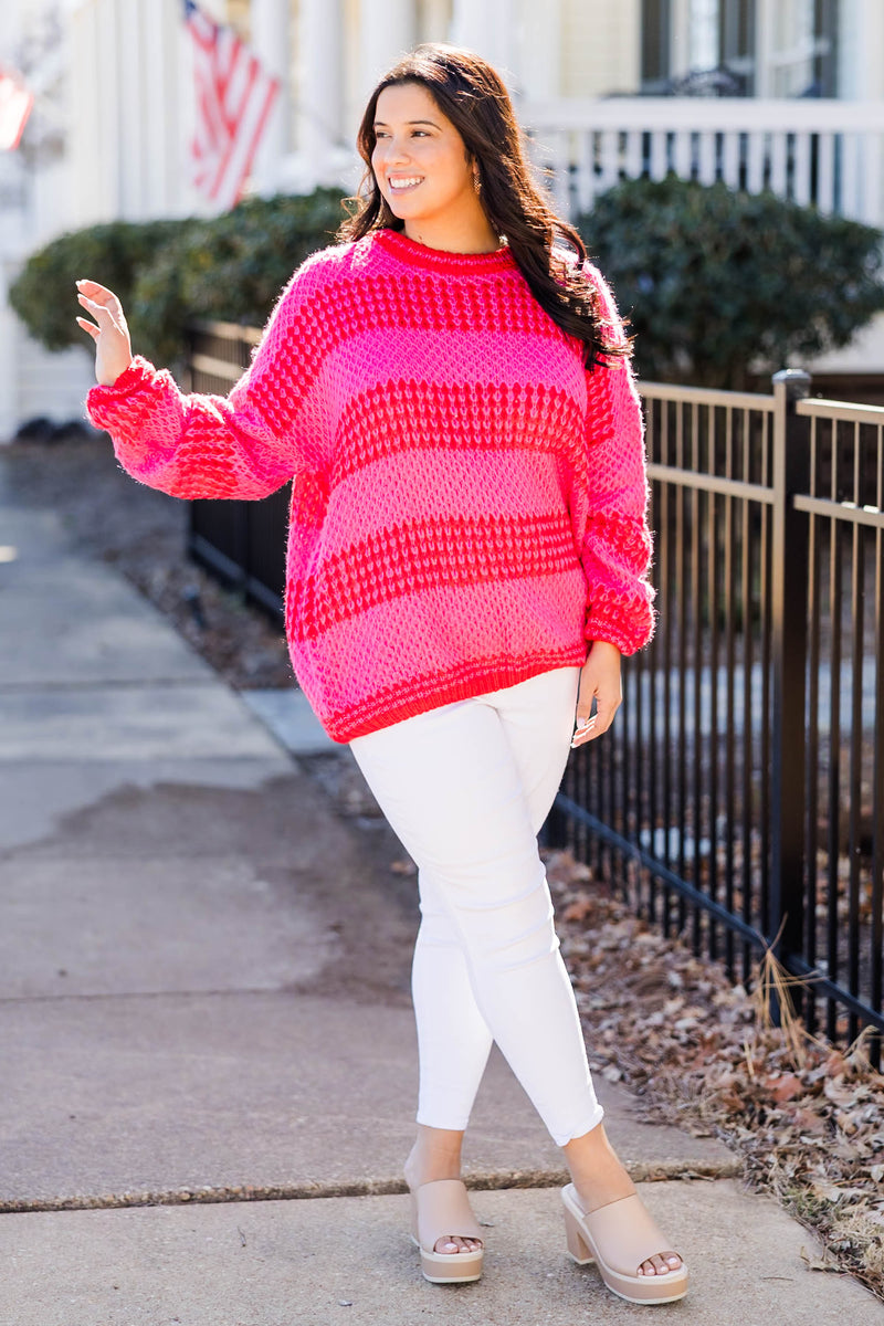 Plus size fashion pink sweater