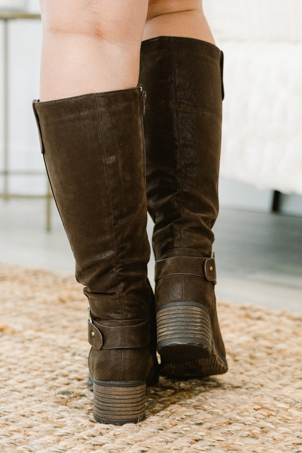 Chic Soul plus size clothing, brown calf boots