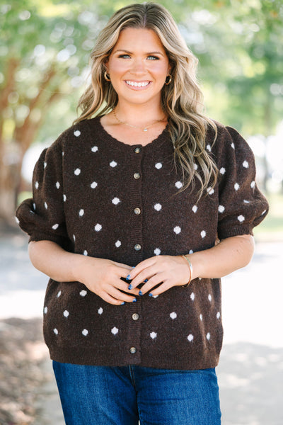 Better Than Ever Cardigan, Brown Polka Dot – Chic Soul