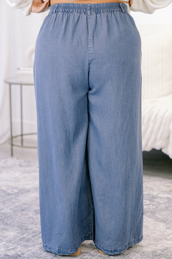 Chic Soul plus size clothing, medium wash denim wide leg pants