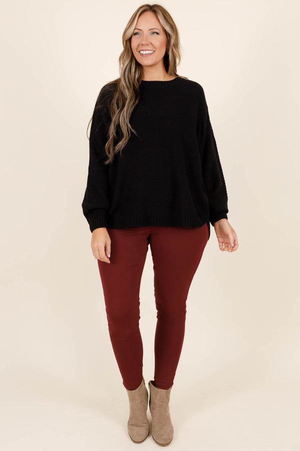 Chic Soul plus size clothing, merlot stretchy skinny pants
