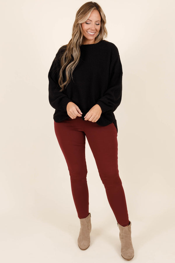 Chic Soul plus size clothing, merlot stretchy skinny pants