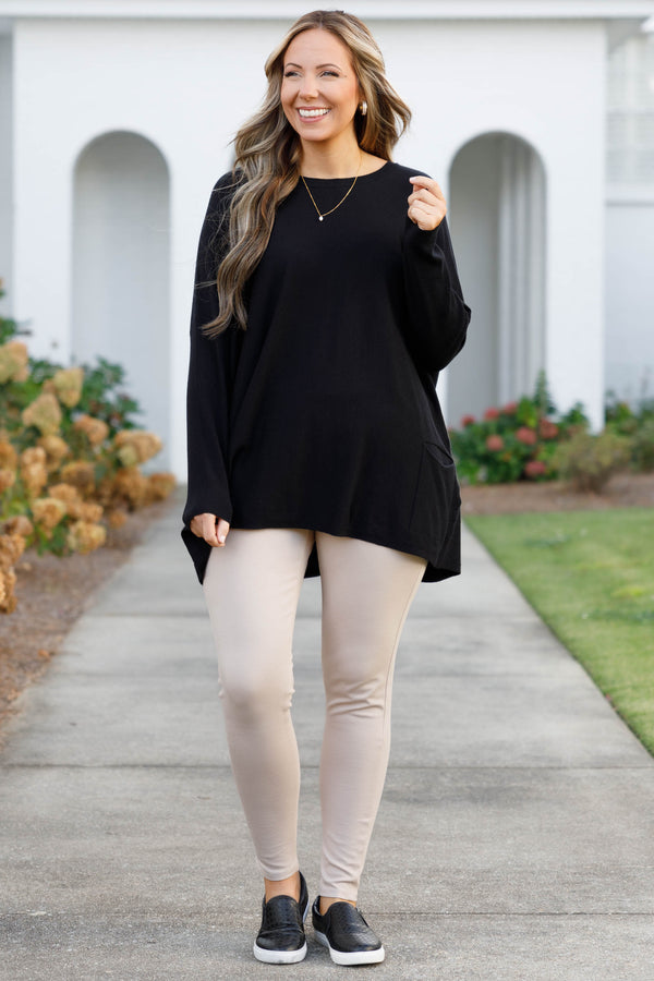 Chic Soul plus size clothing, stone colored basic skinny fit stretchy full length pants with faux pockets