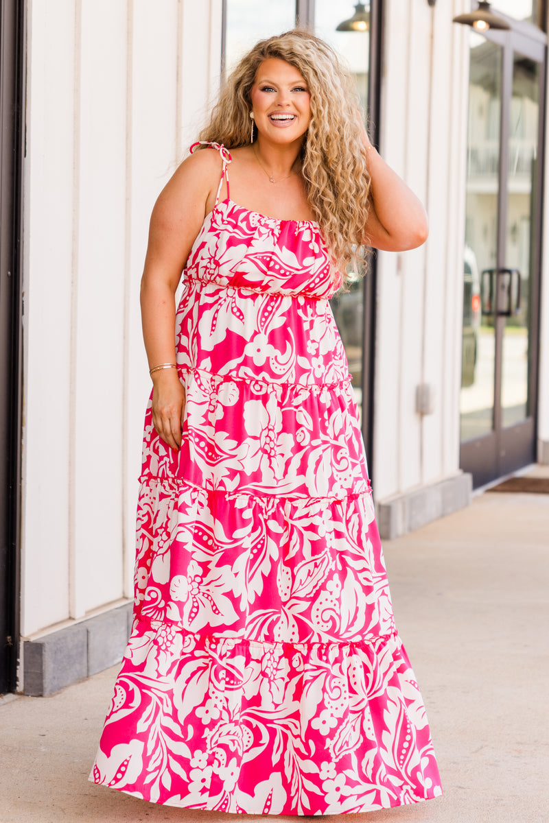 Blossom Elegance Maxi Dress, Hot Pink – Chic Soul