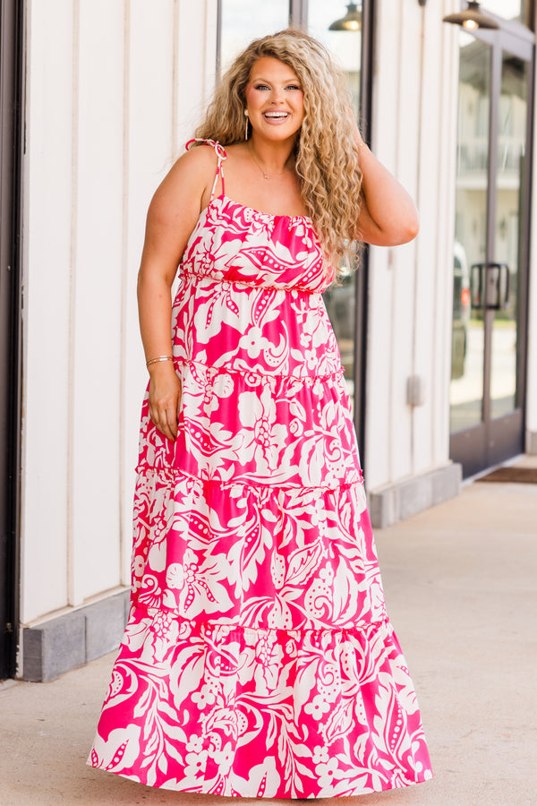 Women's Blossom Elegance Maxi Dress, Pink | Size: XL By Chic Soul Women's Blossom Elegance Maxi Dress, Pink | Size: XL By Chic Soul