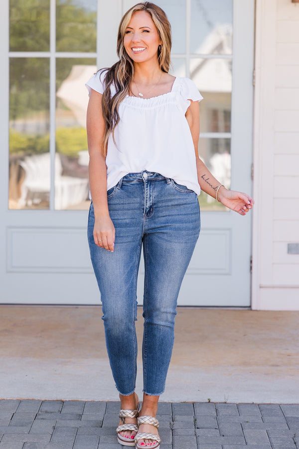 Chic Soul plus size clothing, mid-waisted medium wash skinny jeans 