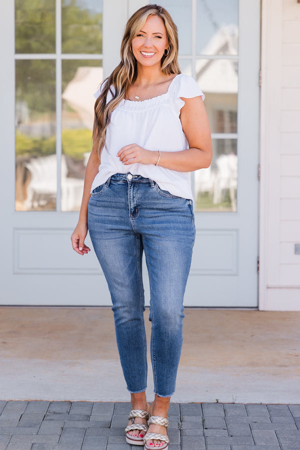 Chic Soul plus size clothing, mid-waisted medium wash skinny jeans 