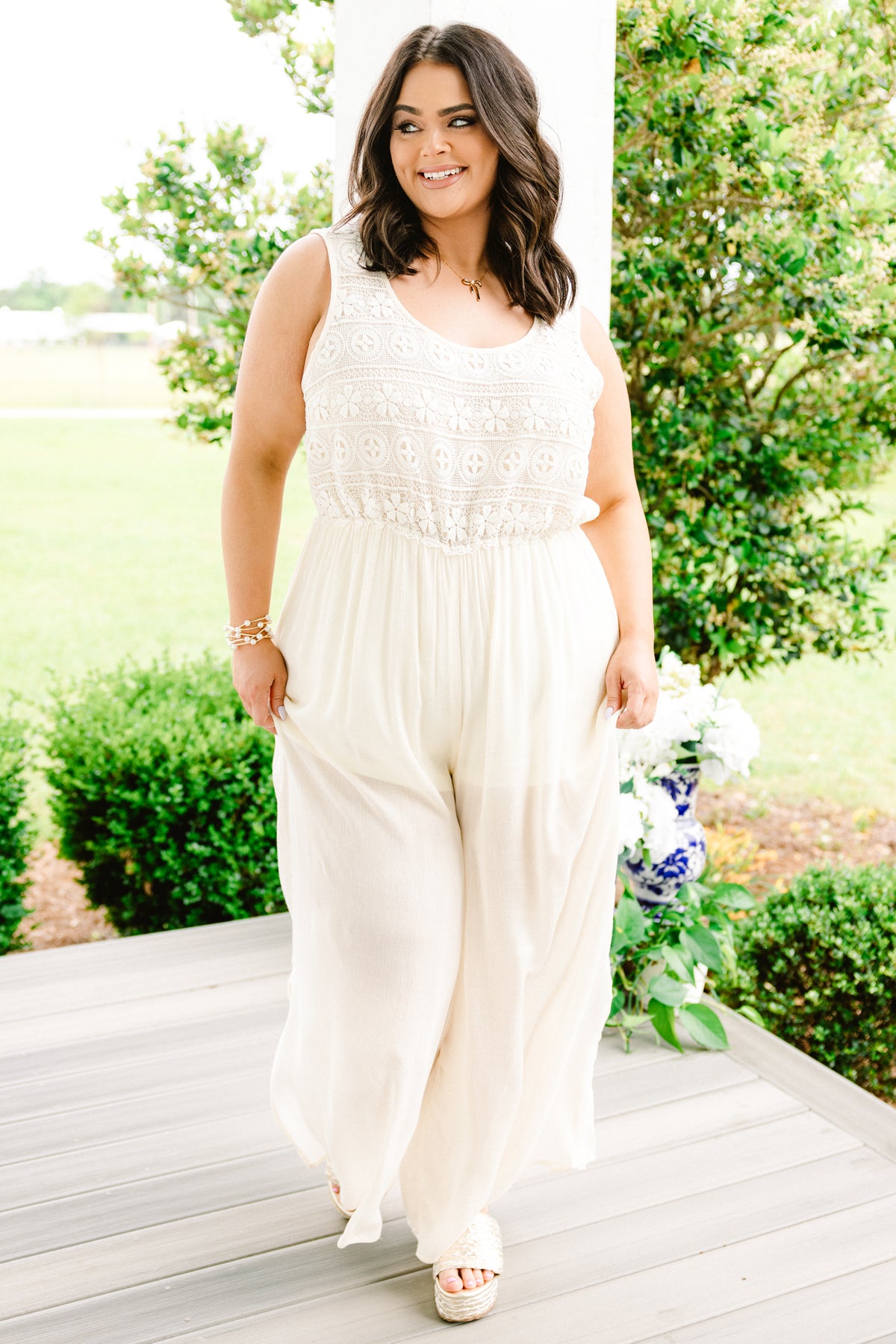 Boho In Lace Jumpsuit, White – Chic Soul