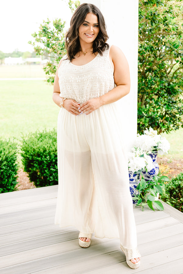 Women's Boho In Lace Jumpsuit, White | Size: 3X By Chic Soul Women's Boho In Lace Jumpsuit, White | Size: 3X By Chic Soul